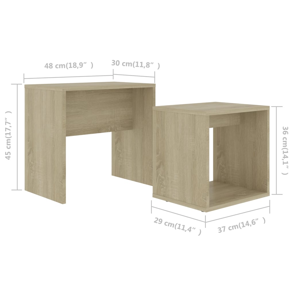 Set Tavolini da Caffè Rovere Sonoma 48x30x45 cm in Truciolato cod mxl 71119