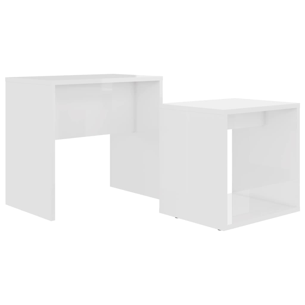 Set Tavolini Salotto Bianco Lucido 48x30x45cm Legno Multistrato 802891