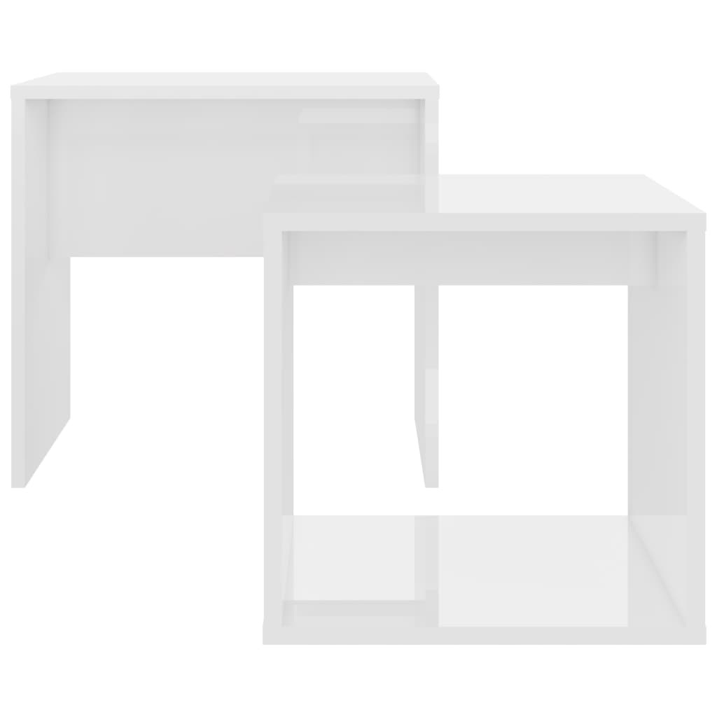 Set Tavolini Salotto Bianco Lucido 48x30x45cm Legno Multistrato 802891