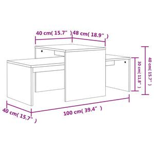 Set Tavolini da Caffè Rovere Sonoma 100x48x40 cm in Truciolato 802915