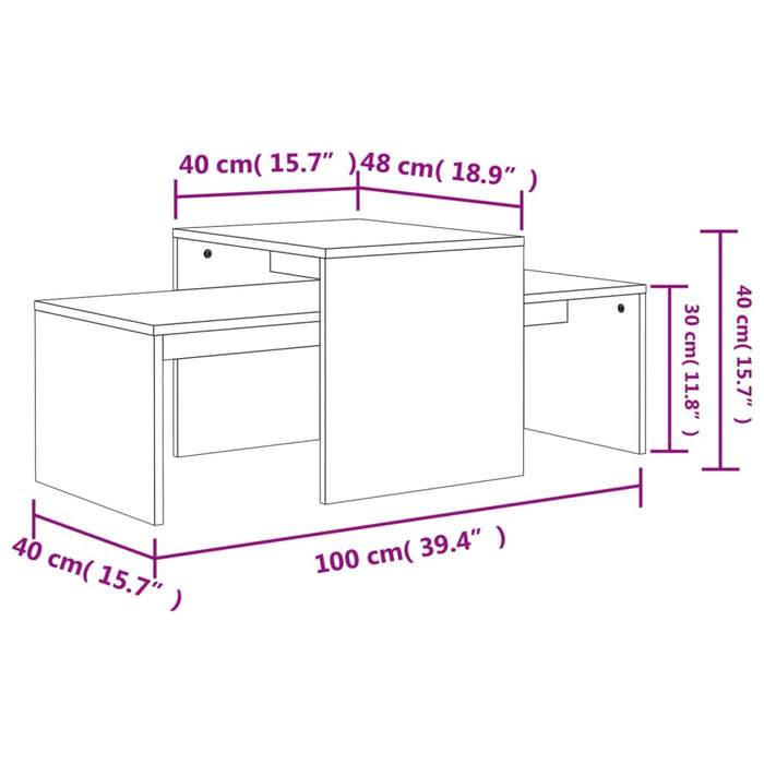 Set Tavolini Salotto Rovere Sonoma 100x48x40 cm Multistrato 802915