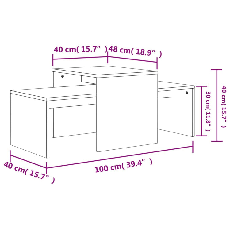 Set Tavolini da Caffè Rovere Sonoma 100x48x40 cm in Truciolato 802915