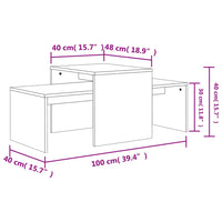 Set Tavolini da Caffè Grigio Cemento 100x48x40 cm in Truciolato