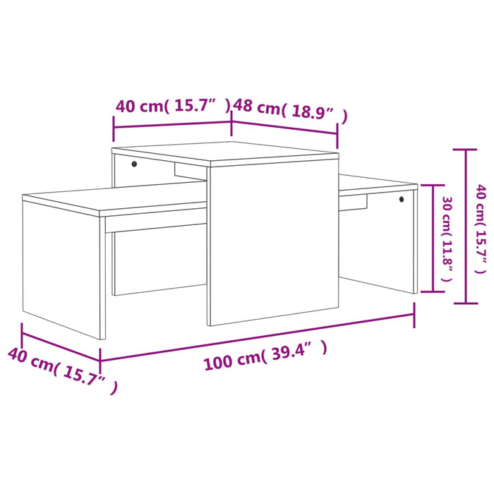 Set Tavolini da Caffè Grigio Cemento 100x48x40 cm in Truciolato