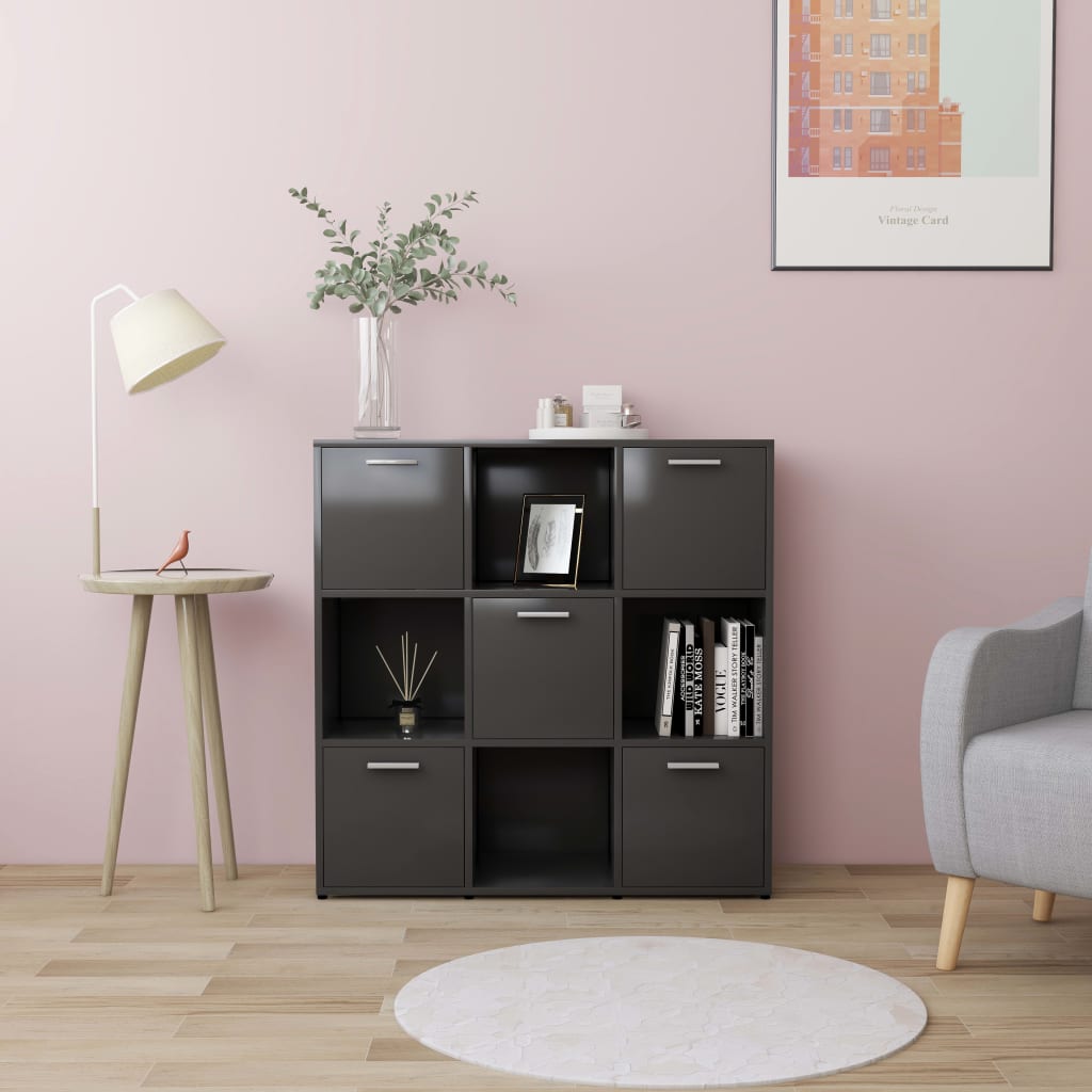 Libreria Grigia 90x30x90 cm in Legno Multistrato 802932