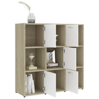 Libreria Bianca e Rovere Sonoma 90x30x90 cm Legno Multistrato 802935