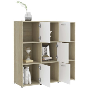 Libreria Bianca e Rovere Sonoma 90x30x90 cm Legno Multistrato 802935