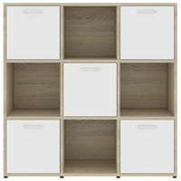 Libreria Bianca e Rovere Sonoma 90x30x90 cm Legno Multistrato 802935