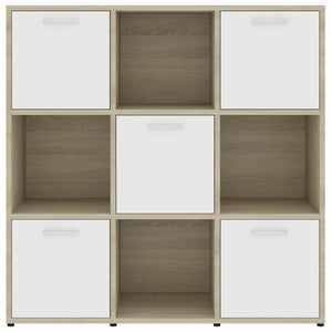 Libreria Bianca e Rovere Sonoma 90x30x90 cm Legno Multistrato 802935