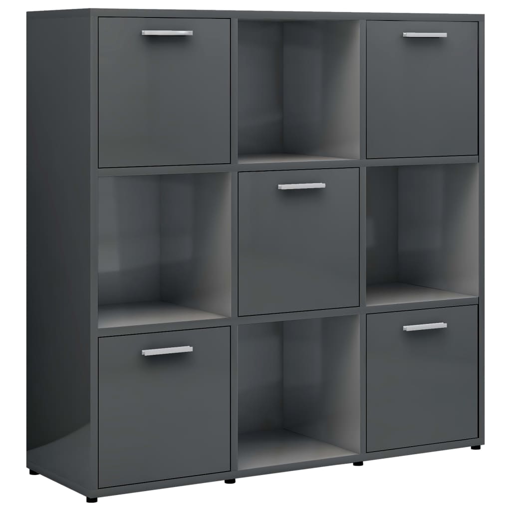 Libreria Grigio Lucido 90x30x90 cm in Truciolato