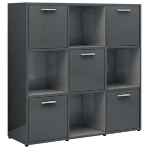 Libreria Grigio Lucido 90x30x90 cm in Legno Multistrato 802938