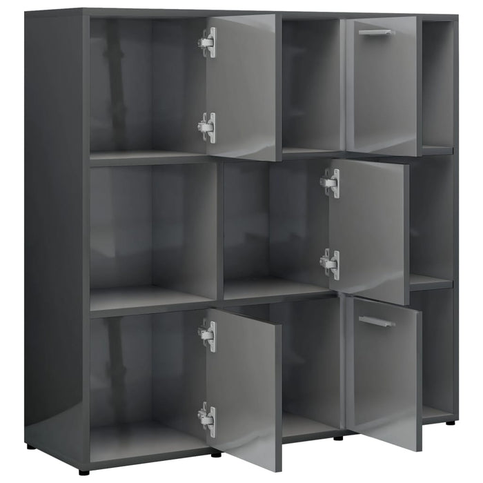 Libreria Grigio Lucido 90x30x90 cm in Truciolato