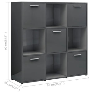 Libreria Grigio Lucido 90x30x90 cm in Truciolato