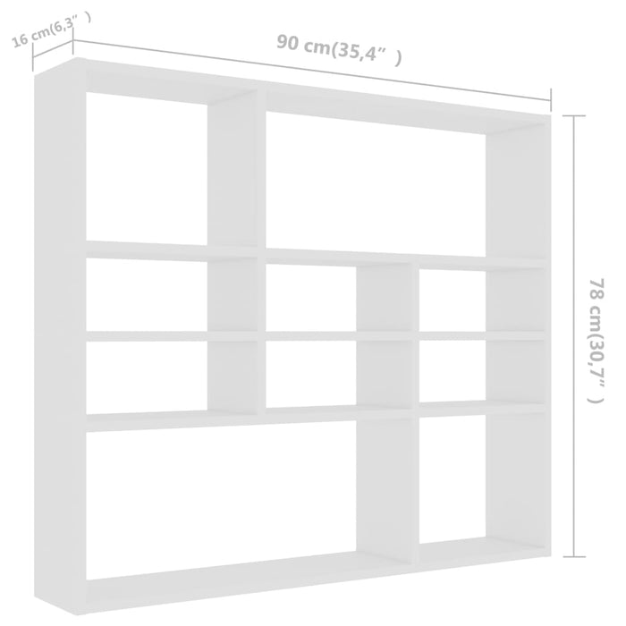 Scaffale a Parete Bianco 90x16x78 cm in in Multistrato 802939