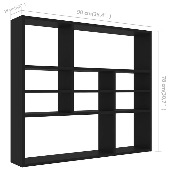 Scaffale a Parete Nero 90x16x78 cm in Truciolato 802940