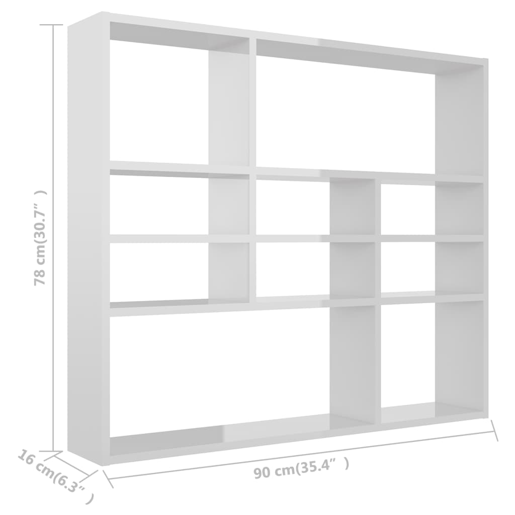 Scaffale a Parete Bianco Lucido 90x16x78 cm in Truciolato cod mxl 49682