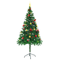 Albero di Natale Artificiale con Palline e LED 180 cm Verde 321500