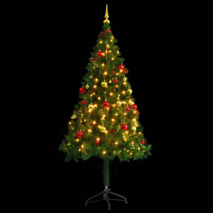 Albero di Natale Artificiale con Palline e LED 180 cm Verde 321500