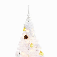 Albero di Natale Artificiale con Palline e LED 210 cm Bianco