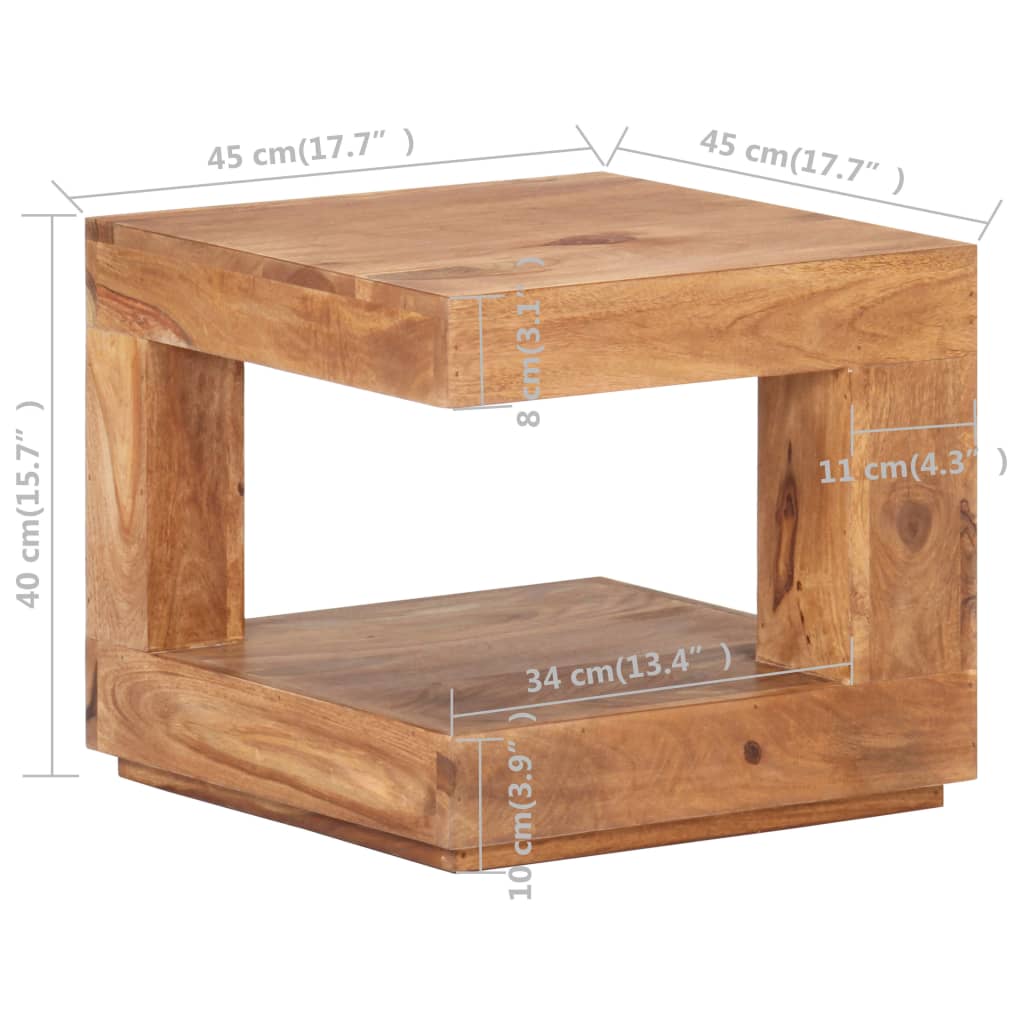 Tavolo da Salotto 45x45x40 cm in Legno Massello di Acacia cod mxl 11857