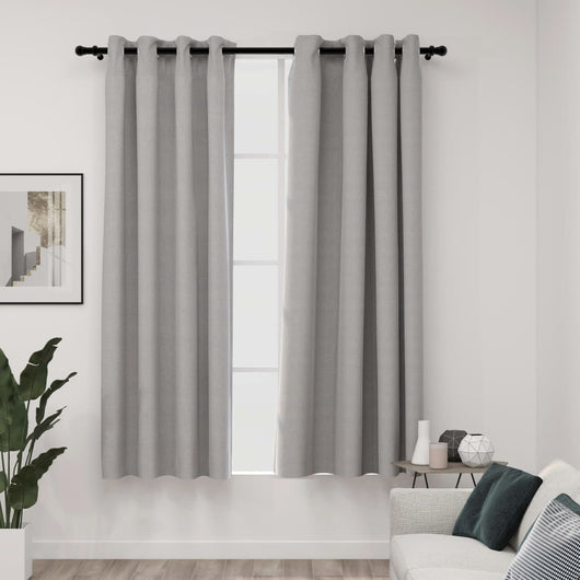 Tende Oscuranti Effetto Lino con Occhielli 2pz 140x175cm Grigio 321168