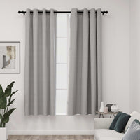 Tende Oscuranti Effetto Lino con Occhielli 2pz 140x175cm Grigio cod mxl 74809