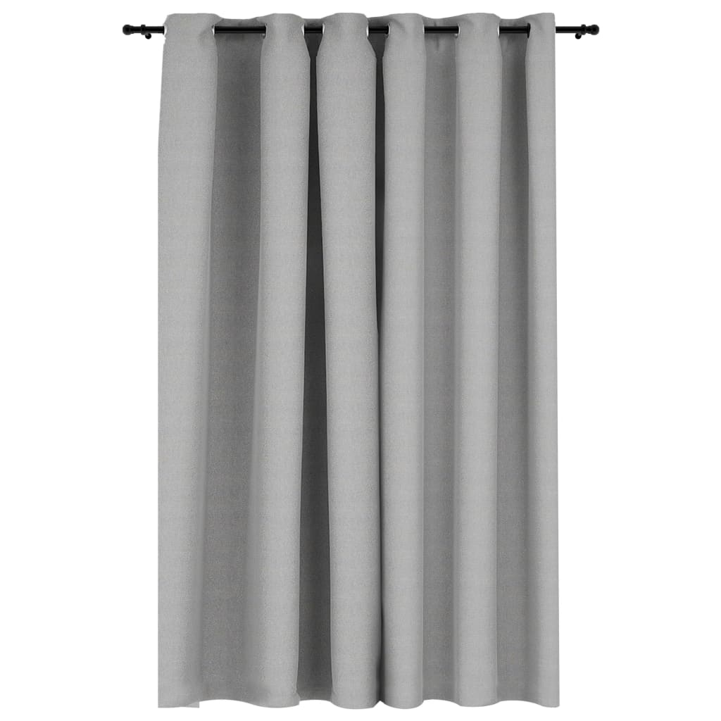 Tenda Oscurante Effetto Lino con Occhielli Grigio 290x245 cm 321171