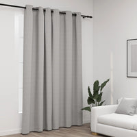 Tenda Oscurante Effetto Lino con Occhielli Grigio 290x245 cm 321171