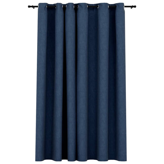 Tenda Oscurante Effetto Lino con Occhielli Blue 290x245cm 321179