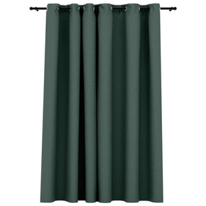 Tenda Oscurante Effetto Lino con Occhielli Verde 290x245 cm 321187