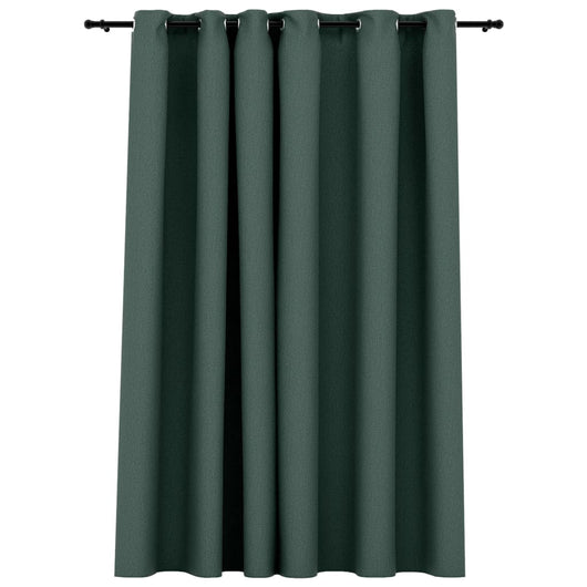 Tenda Oscurante Effetto Lino con Occhielli Verde 290x245 cm 321187