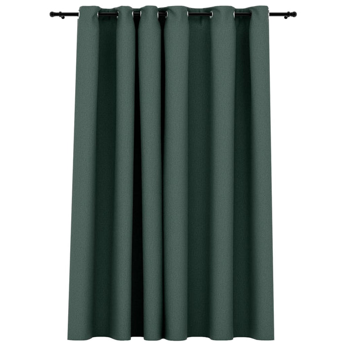 Tenda Oscurante Effetto Lino con Occhielli Verde 290x245 cm 321187