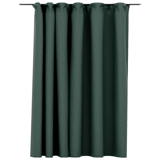 Tenda Oscurante Effetto Lino con Ganci Verdi 290x245 cm 321191