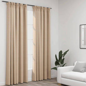 Tende Oscuranti con Ganci Effetto Lino 2 pz Beige 140x245 cm cod mxl 76040