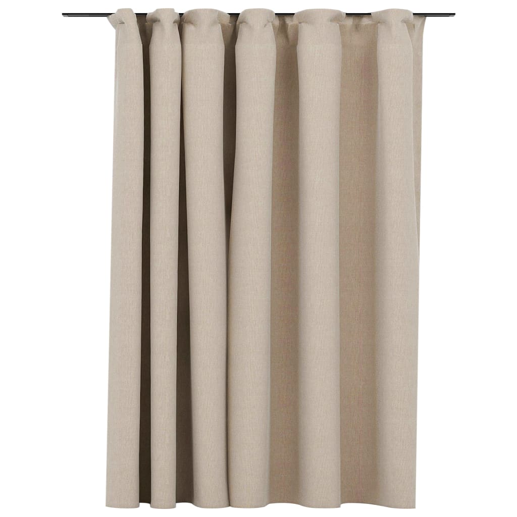 Tenda Oscurante Effetto Lino con Ganci Beige 290x245 cm cod mxl 69679