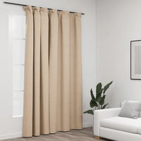 Tenda Oscurante Effetto Lino con Ganci Beige 290x245 cm cod mxl 69679