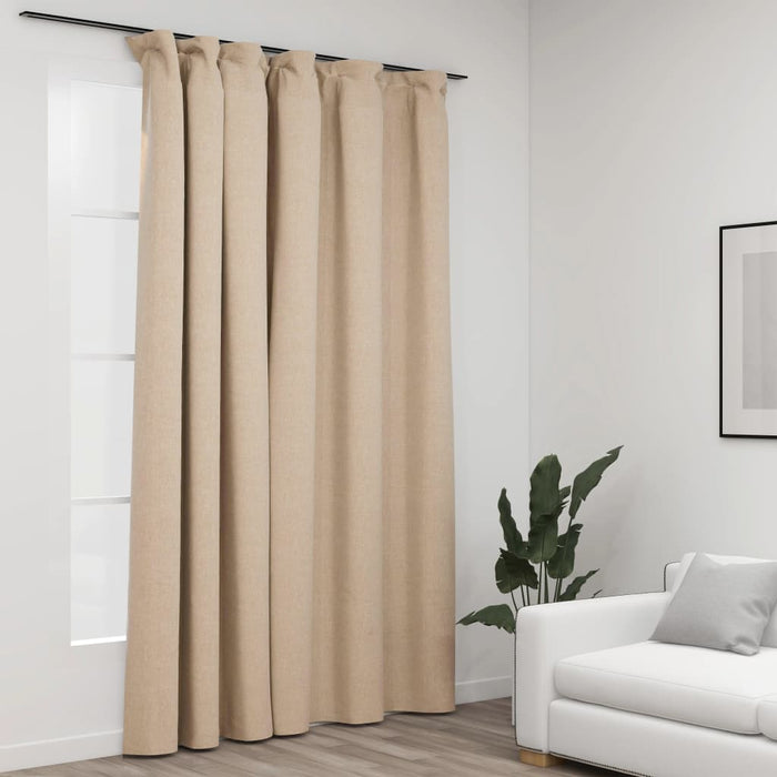 Tenda Oscurante Effetto Lino con Ganci Beige 290x245 cm 321215