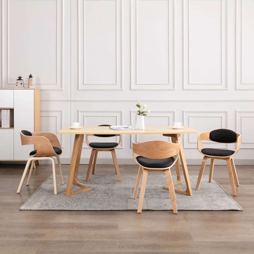 Sedie da Pranzo 4 pz in Legno Curvato e Similpelle 3054818