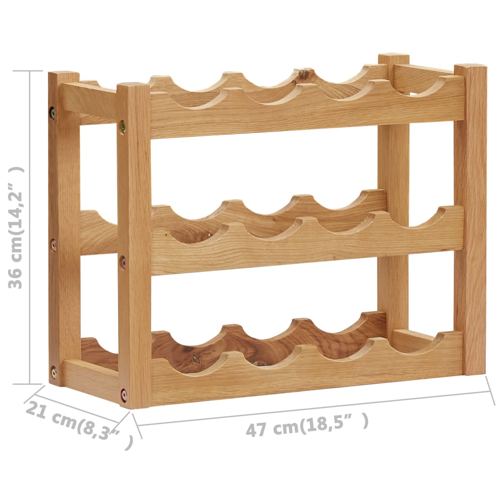 Cantinetta per 12 Bottiglie 47x21x36 cm in Legno Massello di Rovere 289202