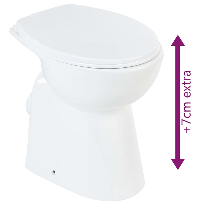 WC Sospeso con Design Senza Bordi 7 cm Più Alto Ceramica Bianca 145779