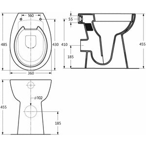 WC Sospeso con Design Senza Bordi 7 cm Più Alto Ceramica Bianca 145779