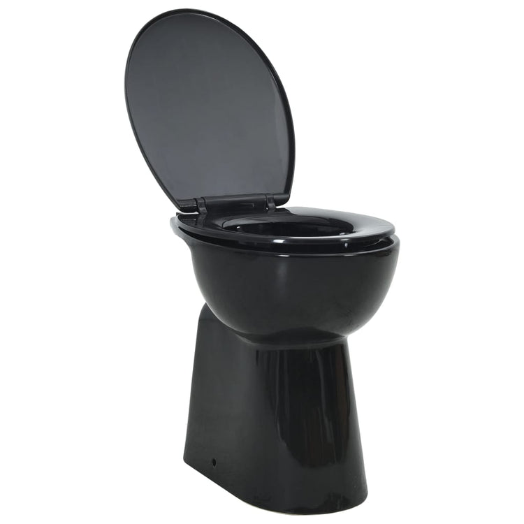 WC Sospeso con Design Senza Bordi 7 cm Più Alto Ceramica Nera 145780