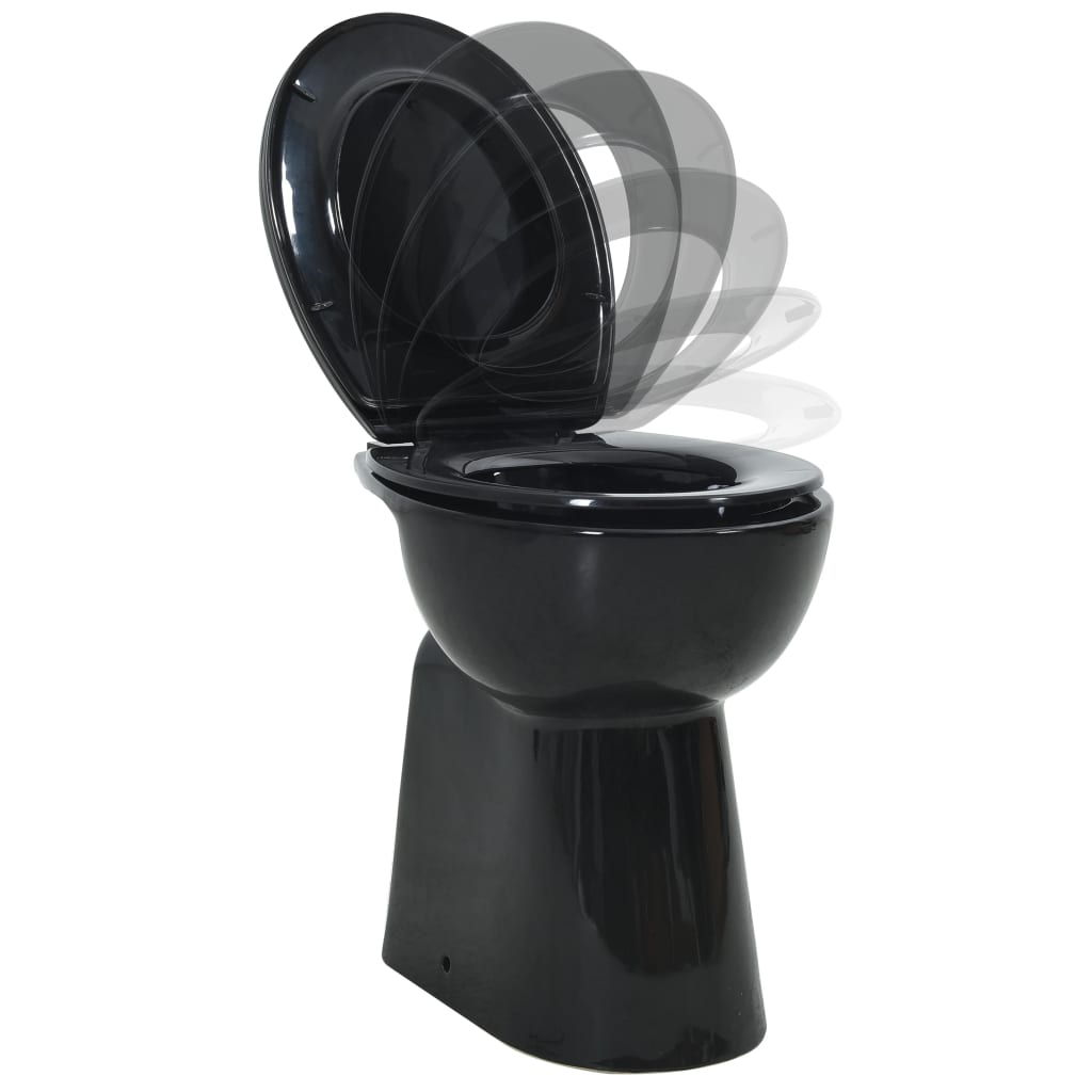 WC Sospeso con Design Senza Bordi 7 cm Più Alto Ceramica Nera 145780