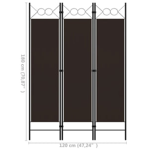 Paravento a 3 Pannelli Marrone 120x180 cm 320700