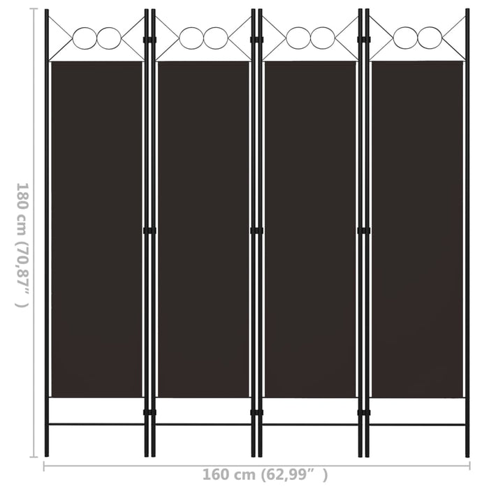 Paravento a 4 Pannelli Marrone 160x180 cm cod mxl 67669