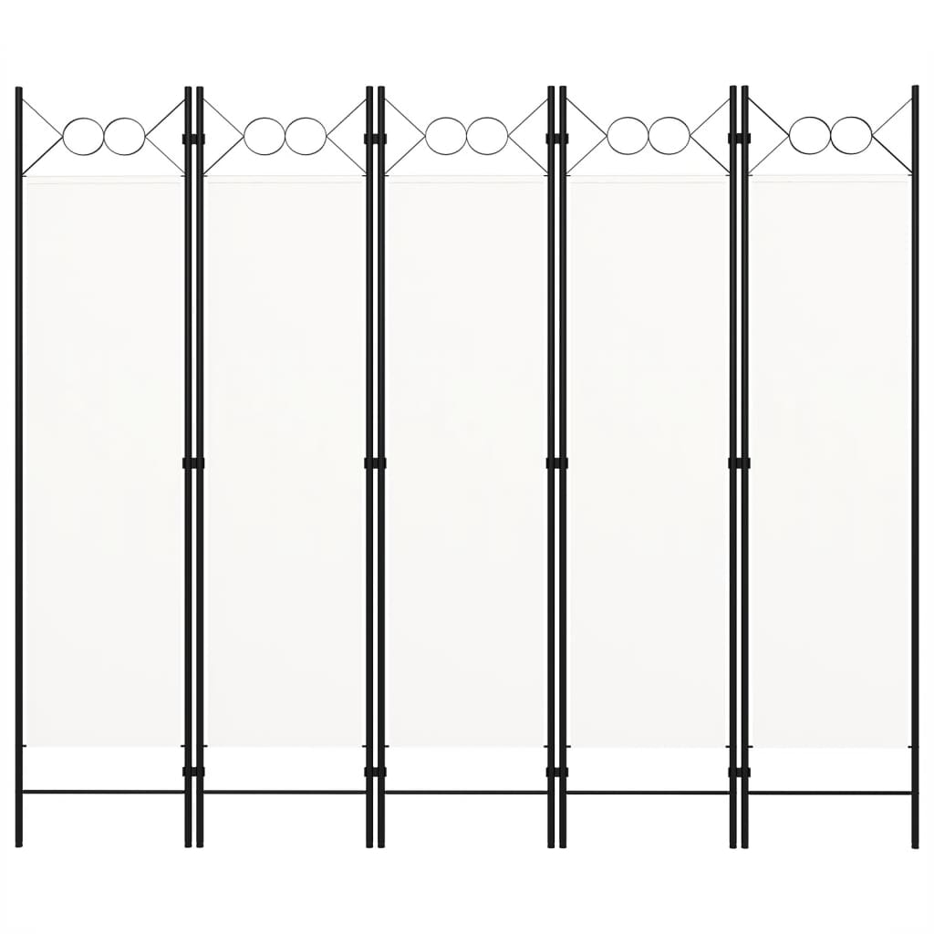 Paravento a 5 Pannelli Bianco Crema 200x180 cm 320707