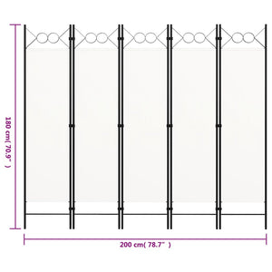 Paravento a 5 Pannelli Bianco Crema 200x180 cm 320707