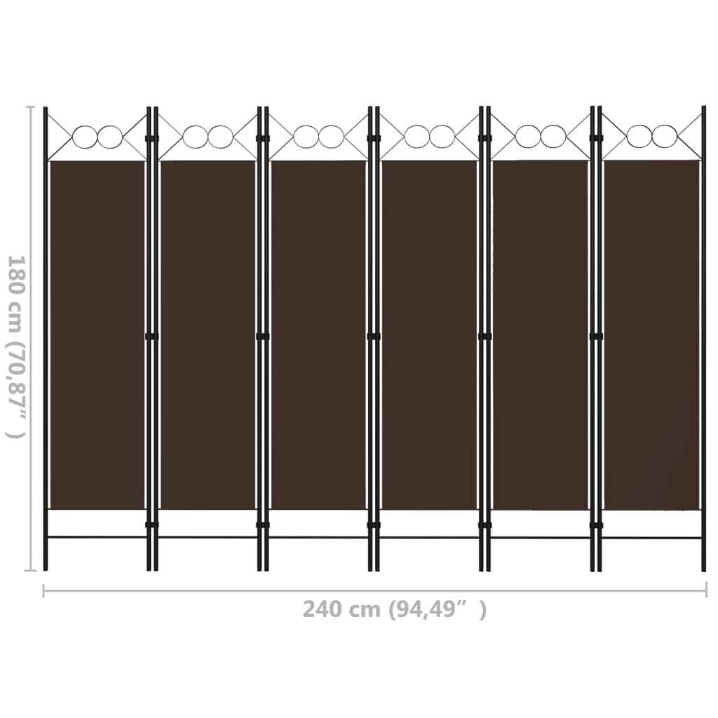 Paravento a 6 Pannelli Marrone 240x180 cm cod mxl 76943