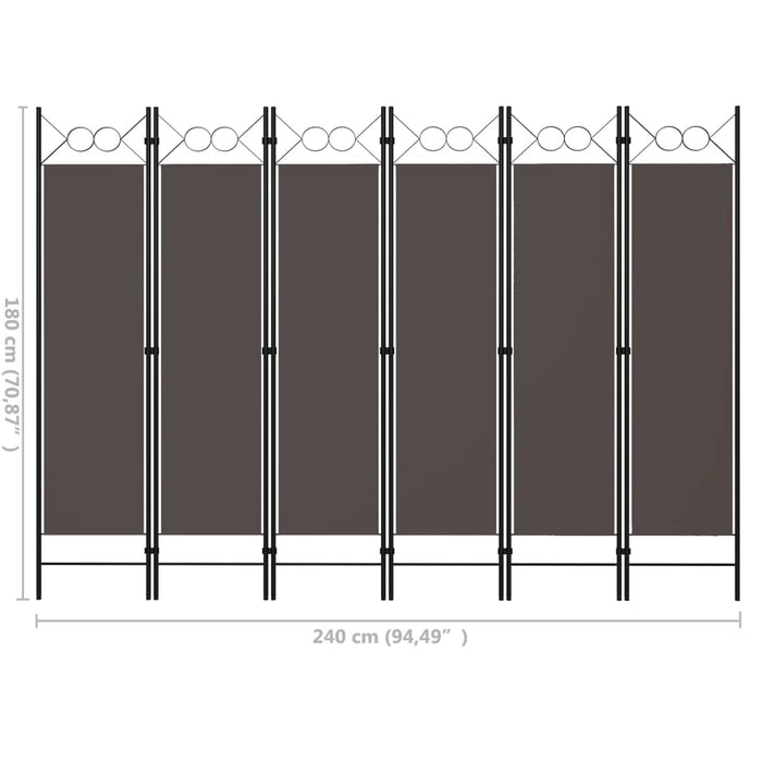 Paravento a 6 Pannelli Antracite 240x180 cm 320713