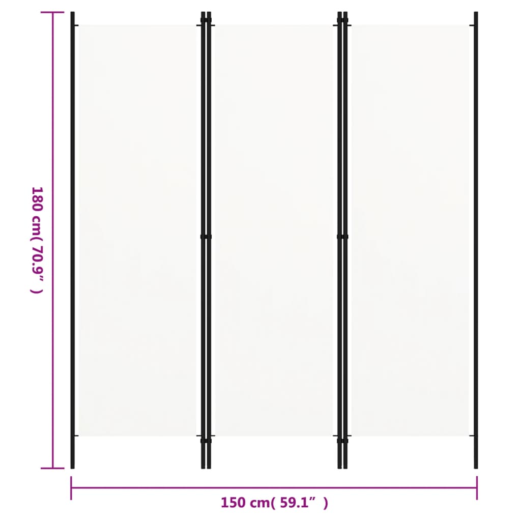 Paravento a 3 Pannelli Bianco 150x180 cm 320715